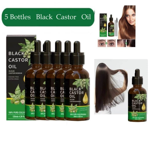 5 Pcs 120 ML 4.26 fl.oz Organic Black Castor Oil